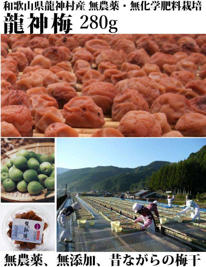 龍神梅 280g 和歌山産無添加・天日干し・化学農薬・化学肥料不使用 梅干し