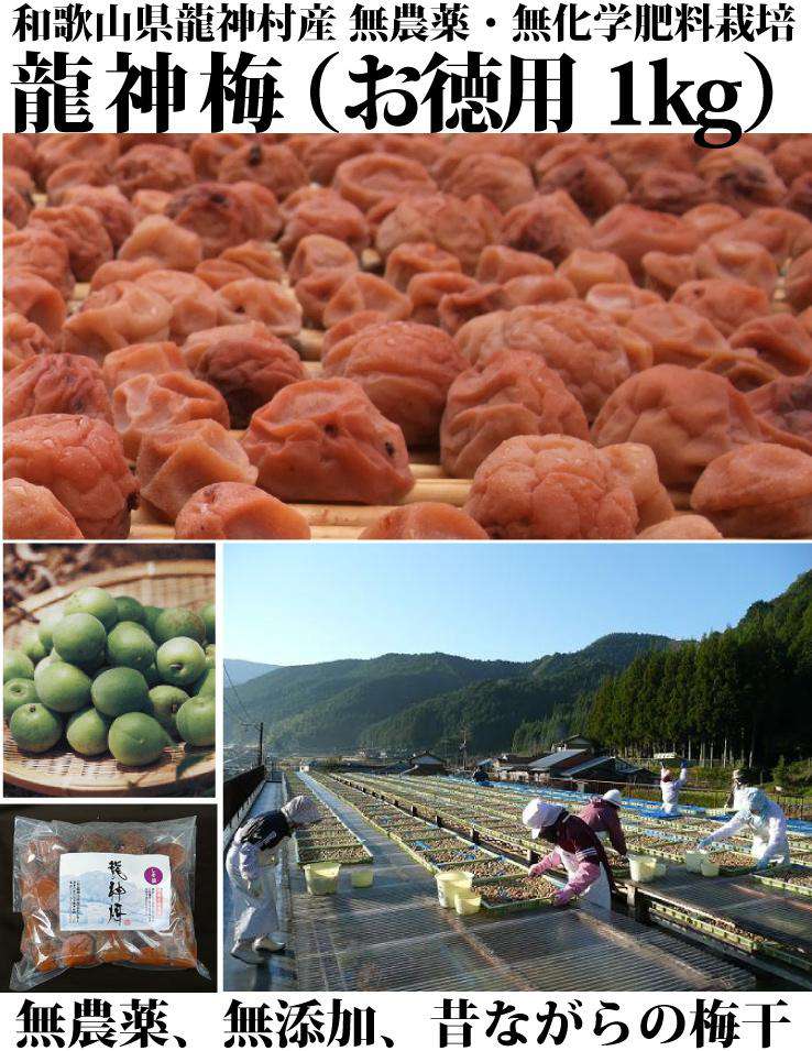 龍神梅 １ｋg 和歌山産無添加・天日干し・化学農薬・化学肥料不使用 梅干し